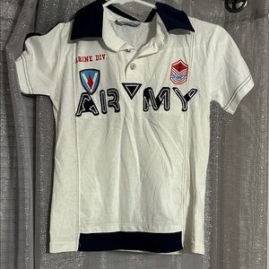 Kids White and Navy Polo Shirt